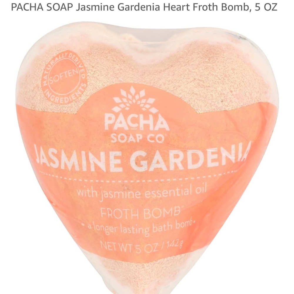 NWT PACHA SOAP Jasmine Gardenia Heart Froth Bomb, 5 OZ